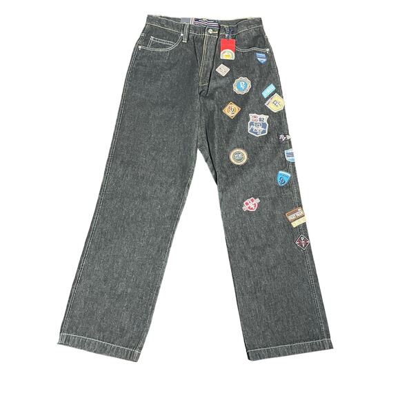 Vintage y2k PhatFarm Deadstock NEW Baggy Patch Jeans Mens 34 - Picture 1 of 5